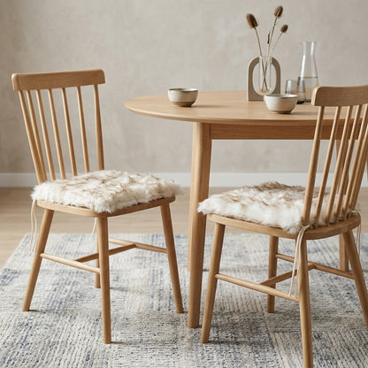 Set Of Two 17" X 17" Gradient Tan Faux Fur Dining Chair Pad