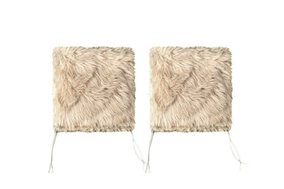 Set Of Two 17" X 17" Taupe Faux Fur Solid Color Dining Chair Pads