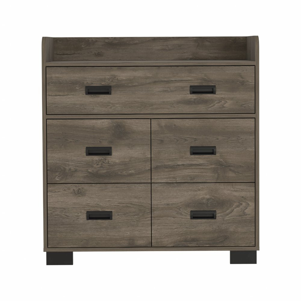 33" White Five Drawer Dresser