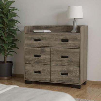 33" White Five Drawer Dresser