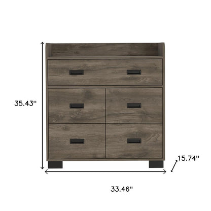 33" White Five Drawer Dresser