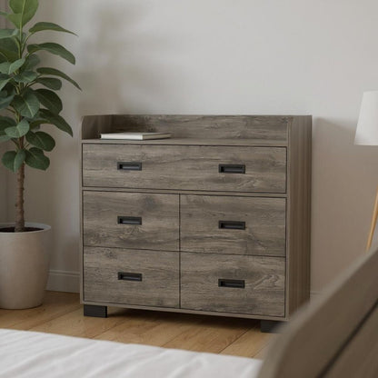 33" White Five Drawer Dresser