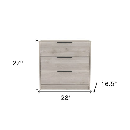 28" Light Gray Wood Three Drawer Dresser