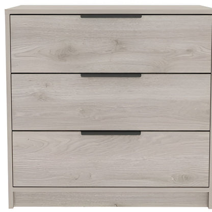 28" Light Gray Wood Three Drawer Dresser
