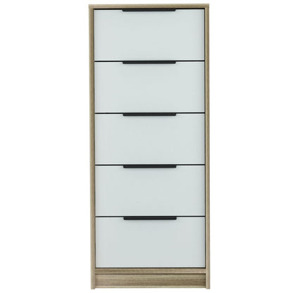 28" Brown And White Three Drawer Dresser