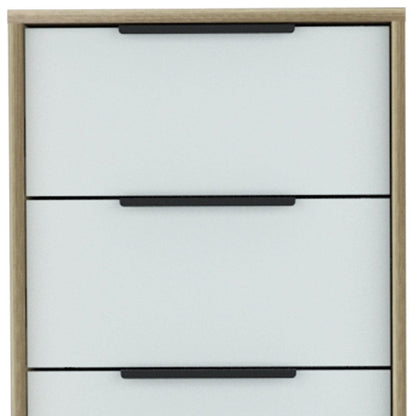 28" Brown And White Three Drawer Dresser