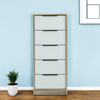 28" Brown And White Three Drawer Dresser