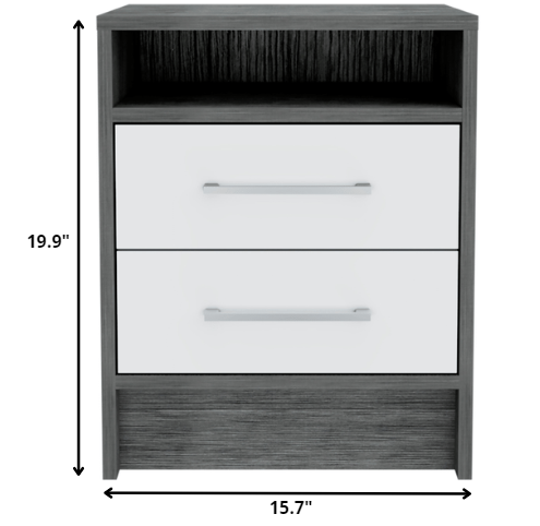 20" Wood Two Drawer Nightstand