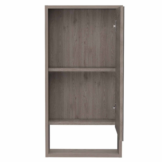 18" Light Gray Wood Floating Double Door Bathroom Vanity And Medicine Cabinet With Mirror