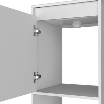 18" White Wood Freestanding Single Door Bathroom Vanity With Sink