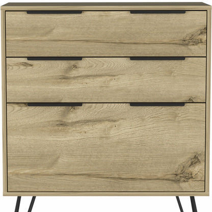 47" Brown And Black Wood Four Drawer Double Dresser