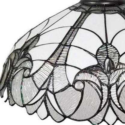 Black And White Unique Statement Two Light Glass Dimmable Chandelier With Black And White Shades
