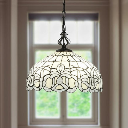 Black And White Unique Statement Two Light Glass Dimmable Chandelier With Black And White Shades