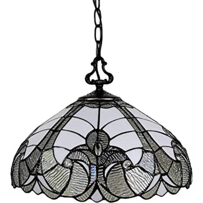 Black And White Unique Statement Two Light Glass Dimmable Chandelier With Black And White Shades