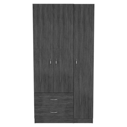 71" Brown Wood Two Door Two Drawer Combo Dresser