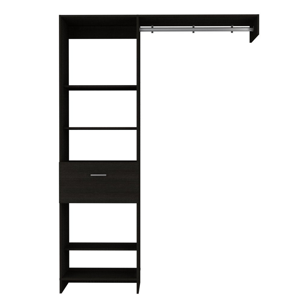 59" Black Wood And Metal Closet System
