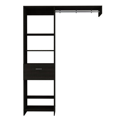 59" Black Wood And Metal Closet System