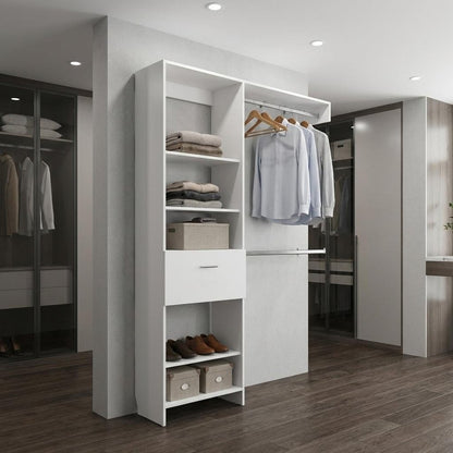 60" White Wood And Metal Closet System