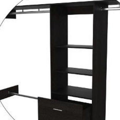 98" Dark Brown Wood And Metal Closet System
