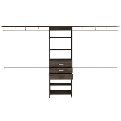 118" Dark Brown Wood Closet System