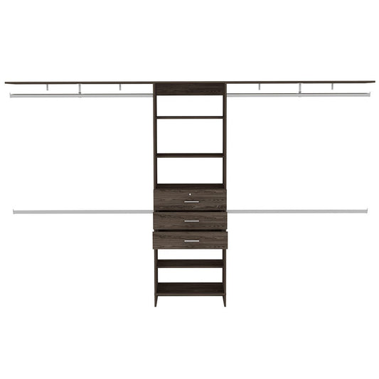 118" Dark Brown Wood Closet System