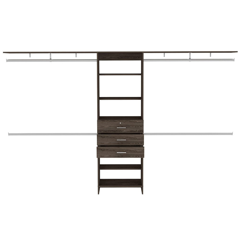 118" Dark Brown Wood Closet System