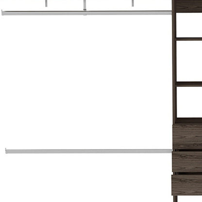 118" Dark Brown Wood Closet System