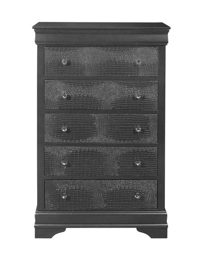 58" Metallic Grey Solid Wood Six Drawer Double Dresser