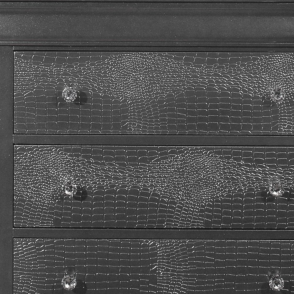 58" Metallic Grey Solid Wood Six Drawer Double Dresser