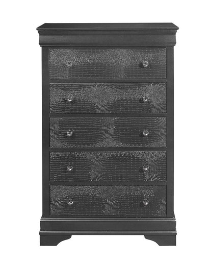 58" Metallic Grey Solid Wood Six Drawer Double Dresser