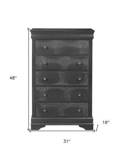 58" Metallic Grey Solid Wood Six Drawer Double Dresser