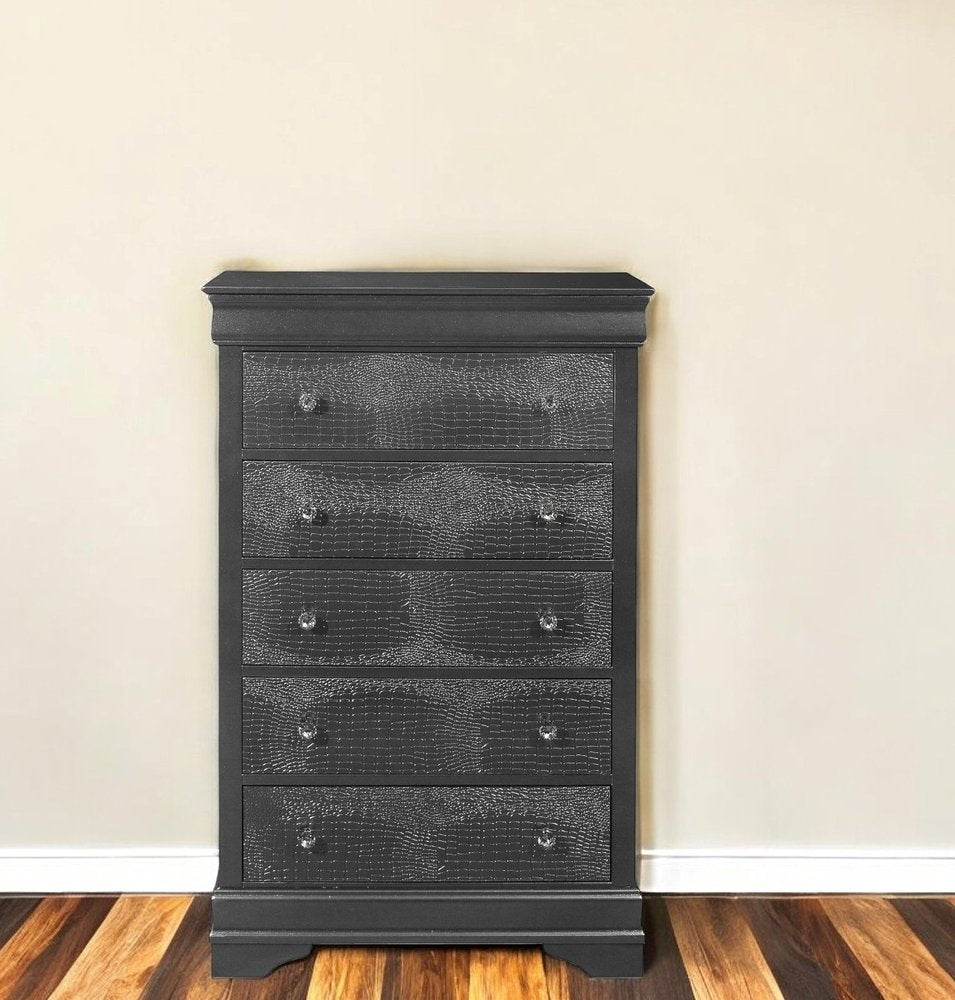 58" Metallic Grey Solid Wood Six Drawer Double Dresser