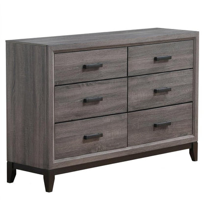 31" Grey Solid Wood Five Drawer Chest