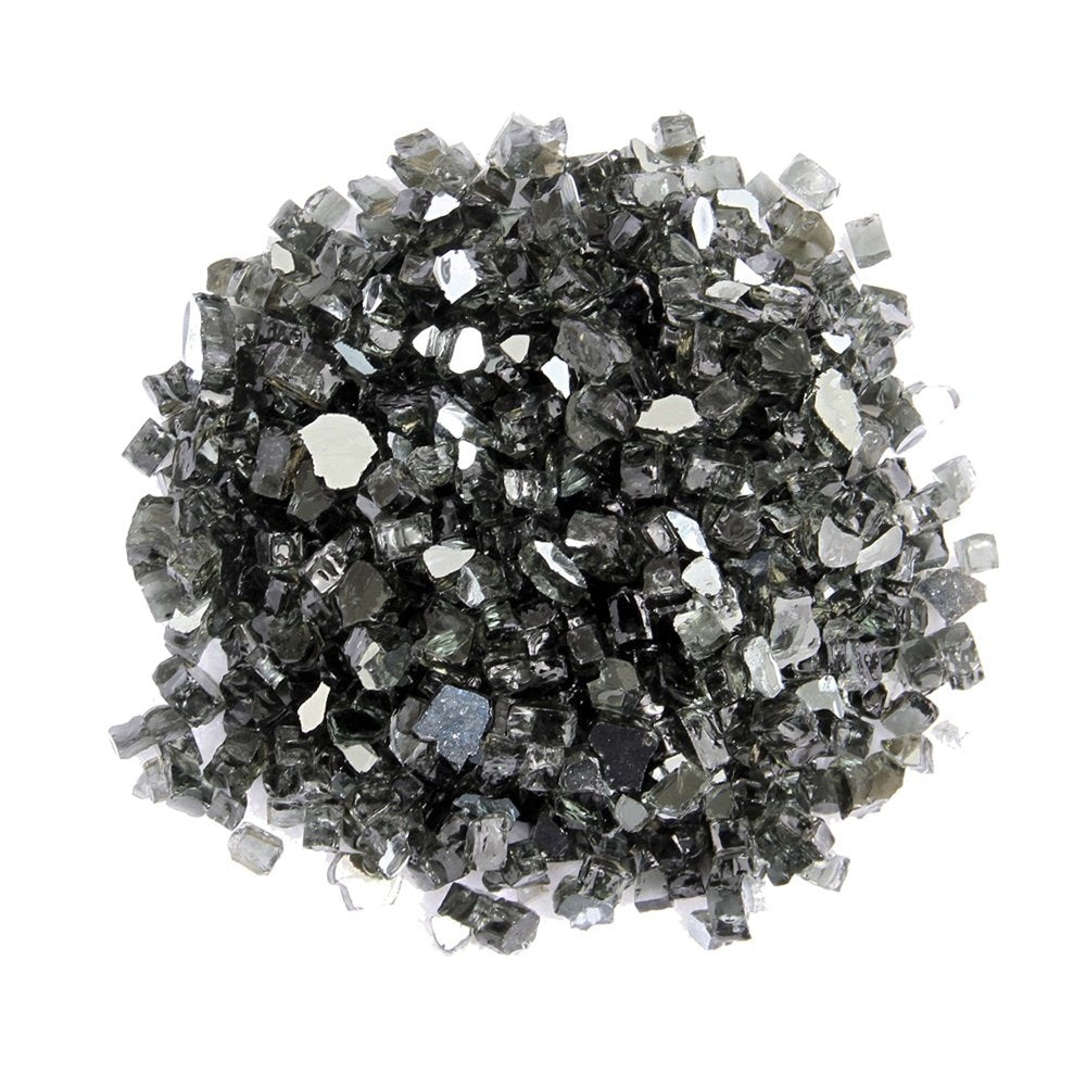 Black Round Reflective Fire Pit Glass