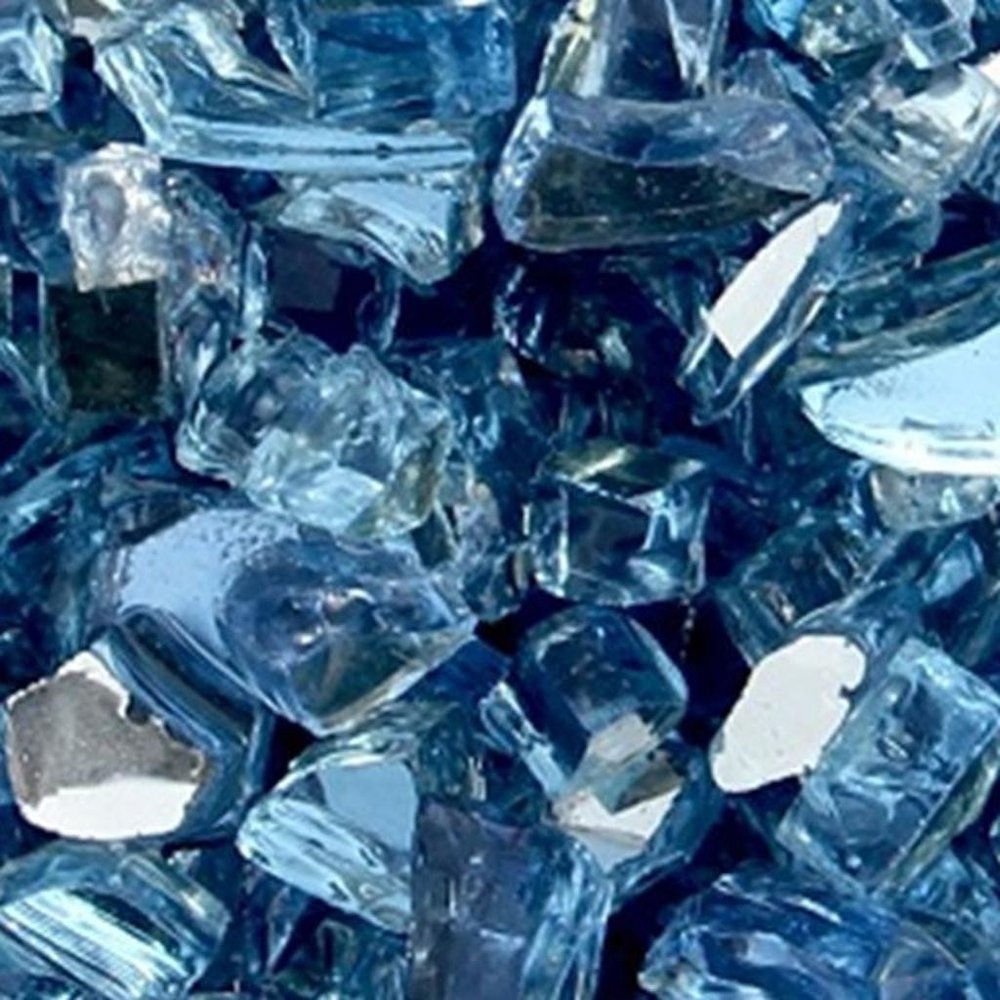 Sky Blue Round Reflective Fire Pit Glass