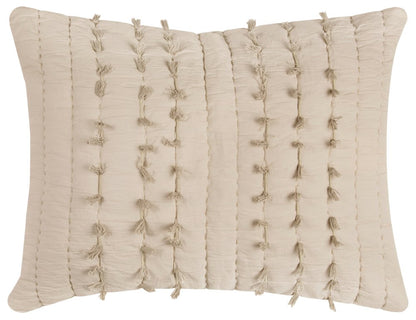 86" X 70" Natural Striped Cotton Quilt