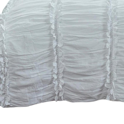 92" X 90" White Striped Cotton Quilt