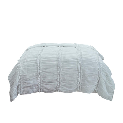 86" X 70" White Striped Cotton Quilt