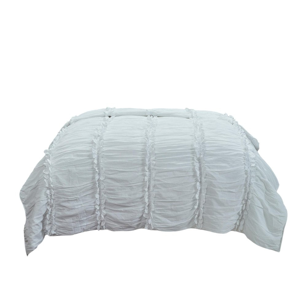 86" X 70" White Striped Cotton Quilt