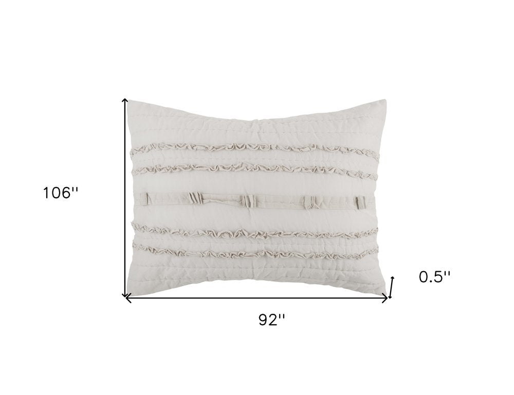 92" X 106" Natural Striped Cotton Quilt