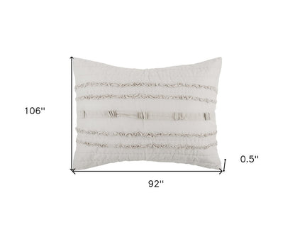 92" X 106" Natural Striped Cotton Quilt