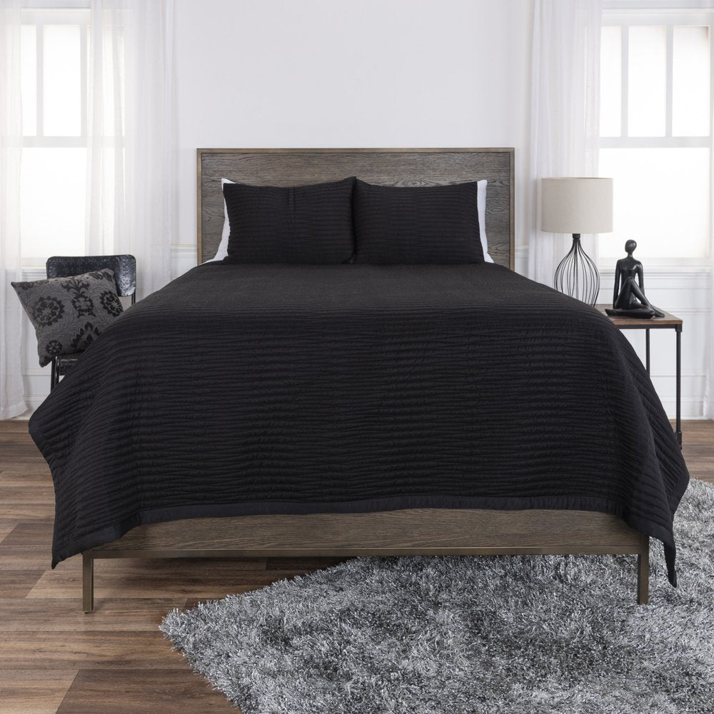 Black Geometric King Quilt