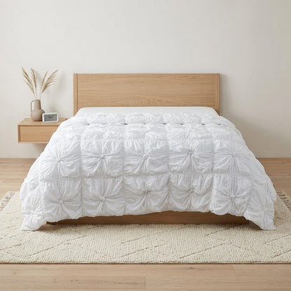 86" X 68" White Geometric Cotton Quilt
