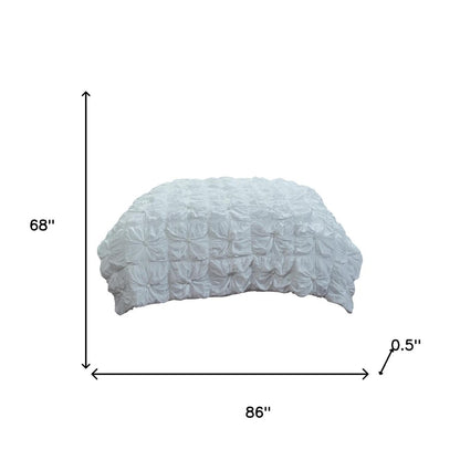 86" X 68" White Geometric Cotton Quilt