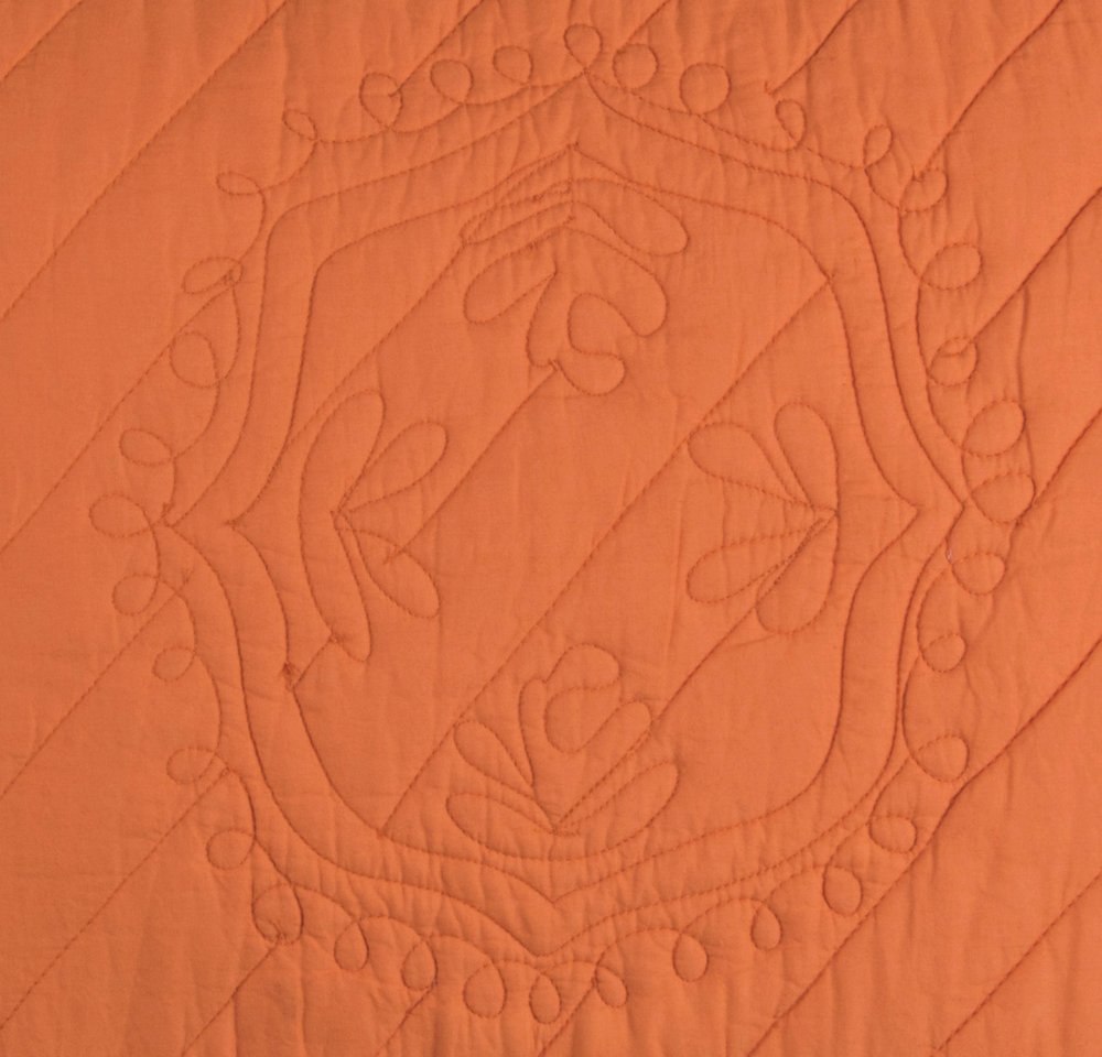 86" X 70" Orange Floral Cotton Quilt