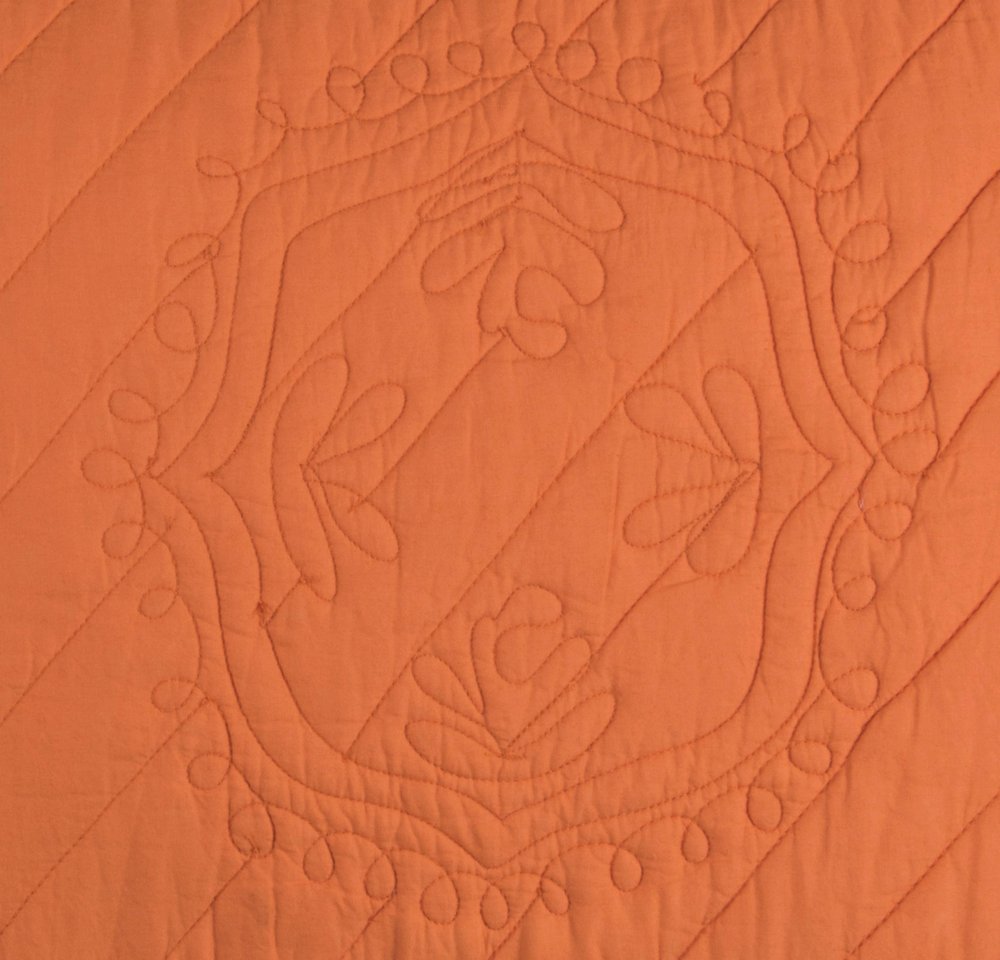 86" X 70" Orange Floral Cotton Quilt