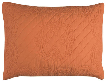 86" X 70" Orange Floral Cotton Quilt