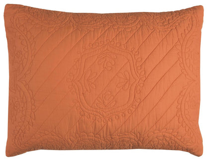 86" X 70" Orange Floral Cotton Quilt