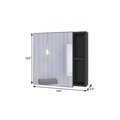 20" Black Wood Floating Single Door Bathroom Vanity And Medicine Cabinet With Mirror