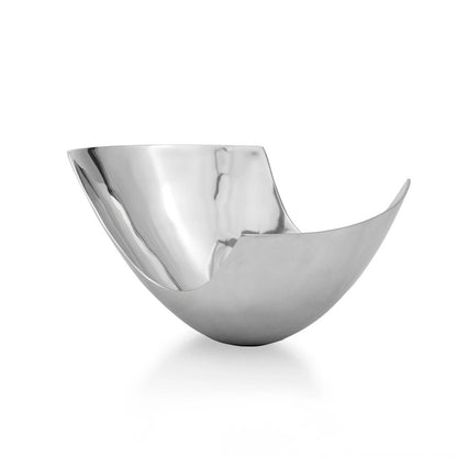 17" Silver Aluminum Modern Abstract Centerpiece Bowl